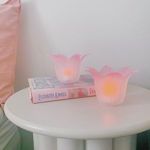 SOLD- Frosted Flower Candle Holder or Catchall Dish